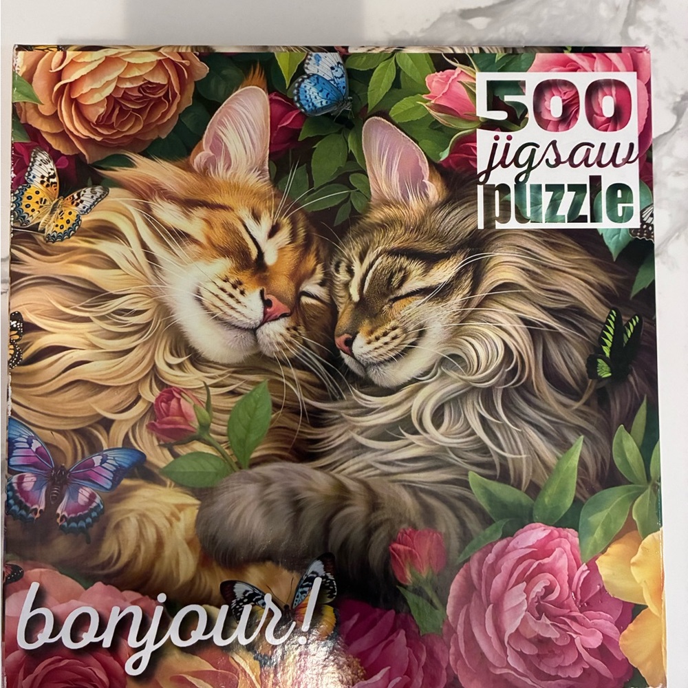 Colorful Cat & Flowers Puzzle - Cats in love-  by Buffalo Games 500 pieces - Picture 3 of 6